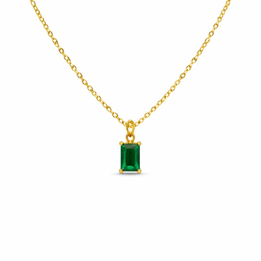 Emerald Cut Green Crystal Necklace