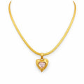 Gold Pink Crystal Heart Necklace
