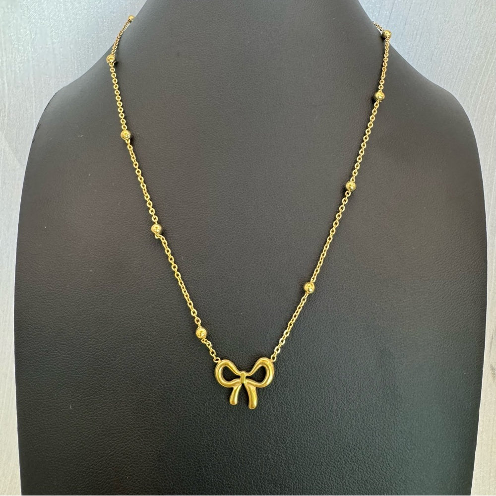 Gold Bow Necklace