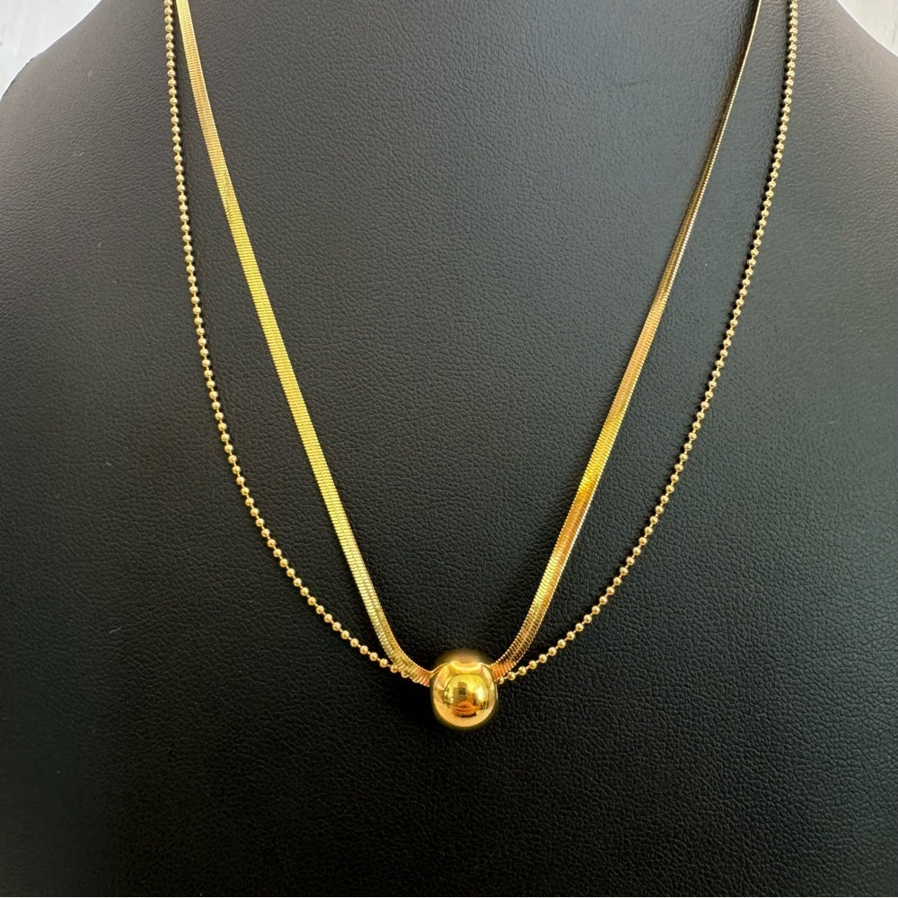 Gold Double Layered Ball Necklace