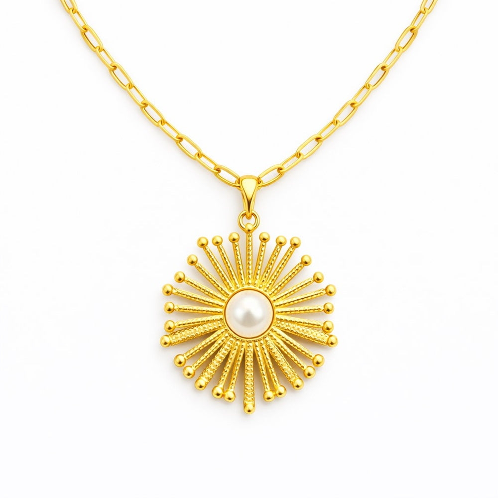Gold Firework Pearl Necklace