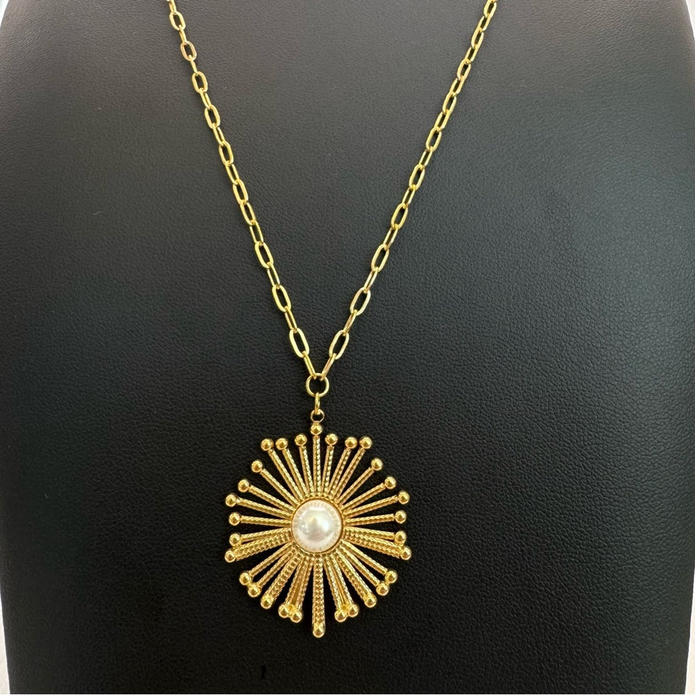 Gold Firework Pearl Necklace