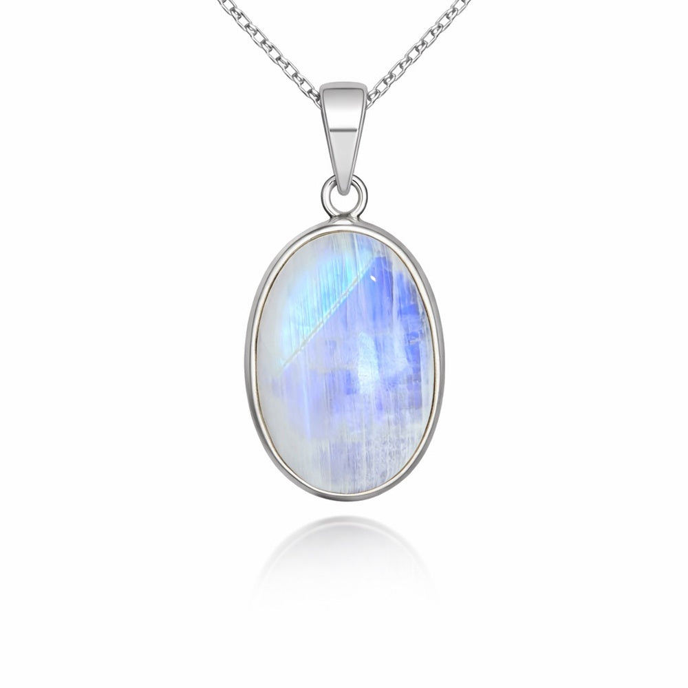 Rainbow Moonstone Oval Pendant M8