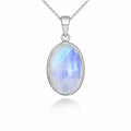 Rainbow Moonstone Oval Pendant M8