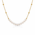 Gold Beaded Freshwater Pearl Drop Necklace