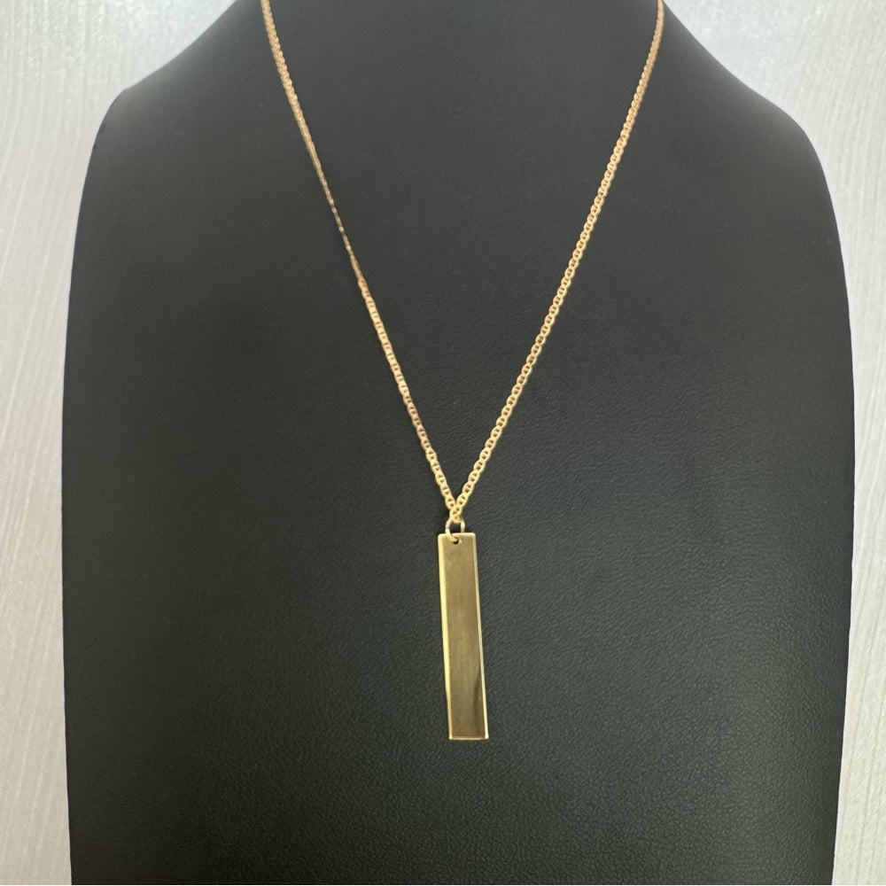 Solid 14k Gold Rectangle Pendant