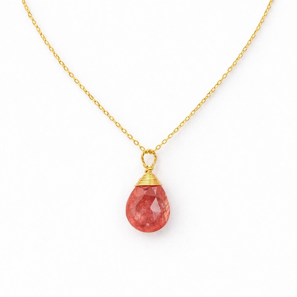 Strawberry Quartz Gold Necklace (N7249)