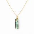 Labradorite Rectangle Gold Necklace (N5219)