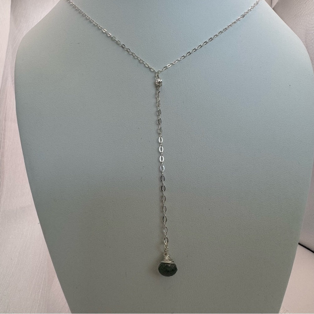 Moss Aquamarine Lariat Necklace (L7261)