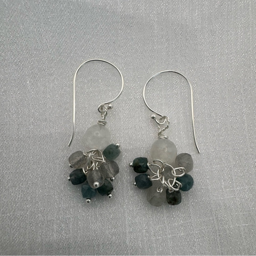 Moonstone & Blue Tourmaline Hook Earrings (HK311)