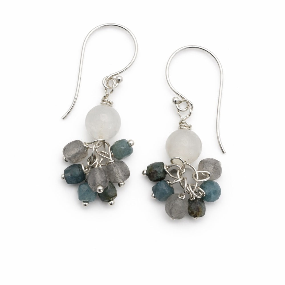 Moonstone & Blue Tourmaline Hook Earrings (HK311)