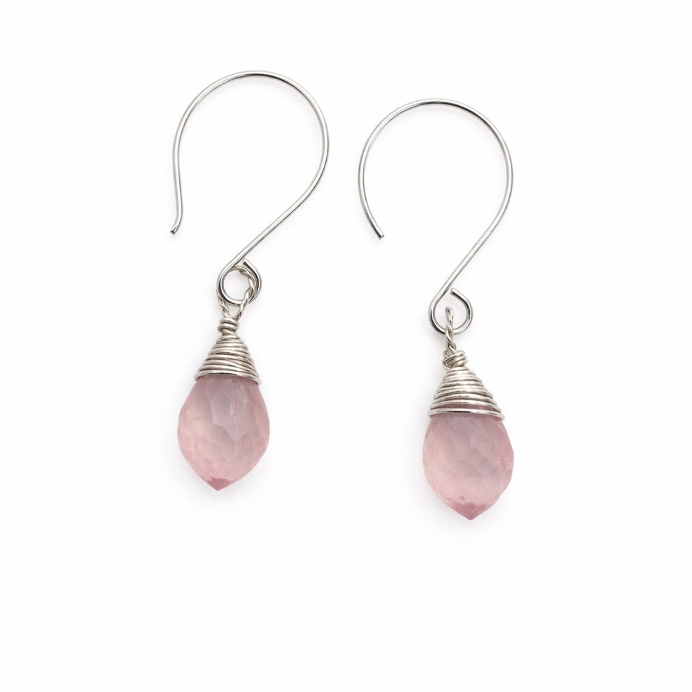 Rose Quartz Hook Earrings (HK2404)