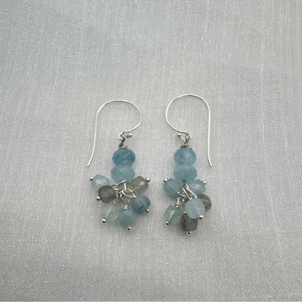Aquamarine and Labradorite Earrings (HK201)