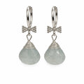 Aquamarine Bow Dangle Hook Earrings (HK11629)