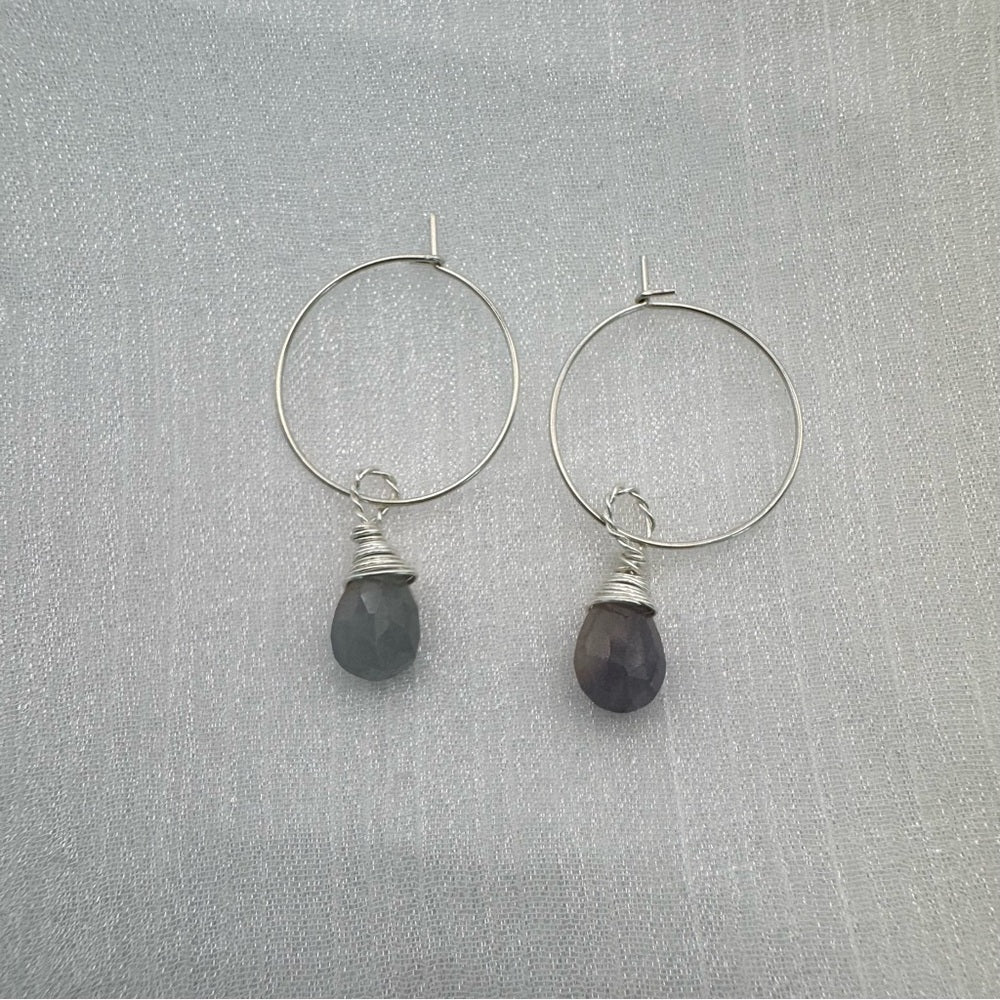 Green Amethyst Hoop Earrings (HP303)