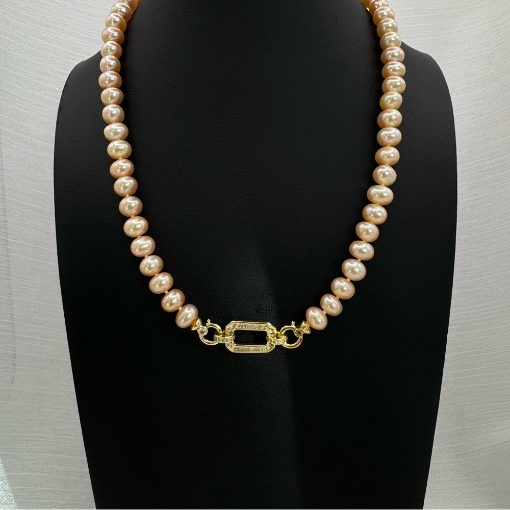 Champagne Link Pearl Necklace
