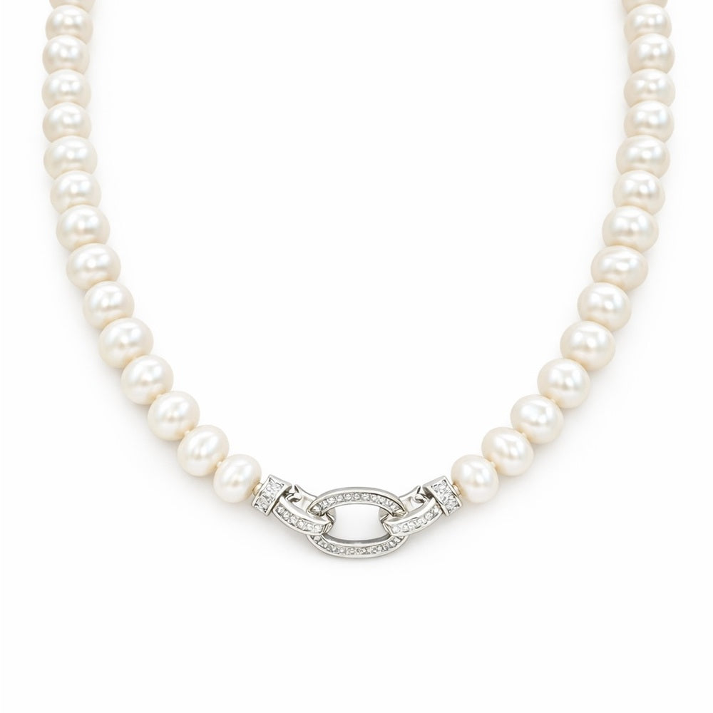 Del Mar Freshwater Pearl Silver Necklace