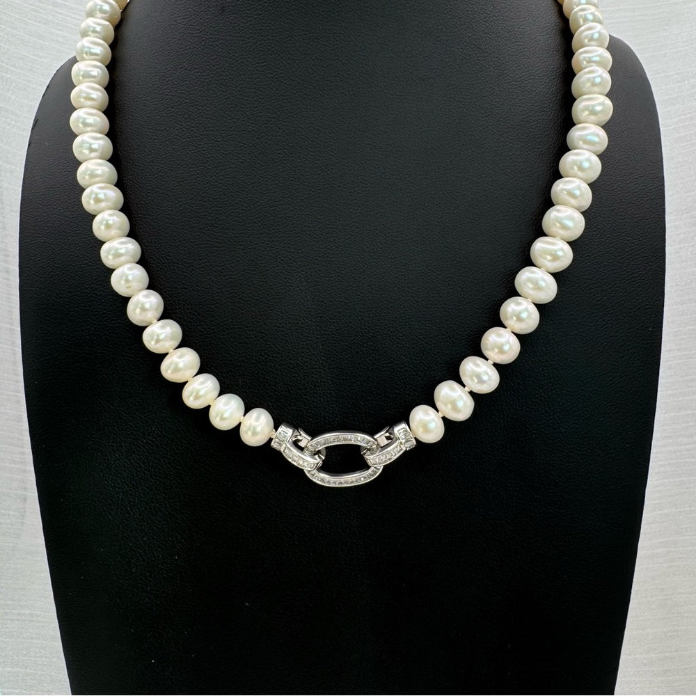 Del Mar Freshwater Pearl Silver Necklace