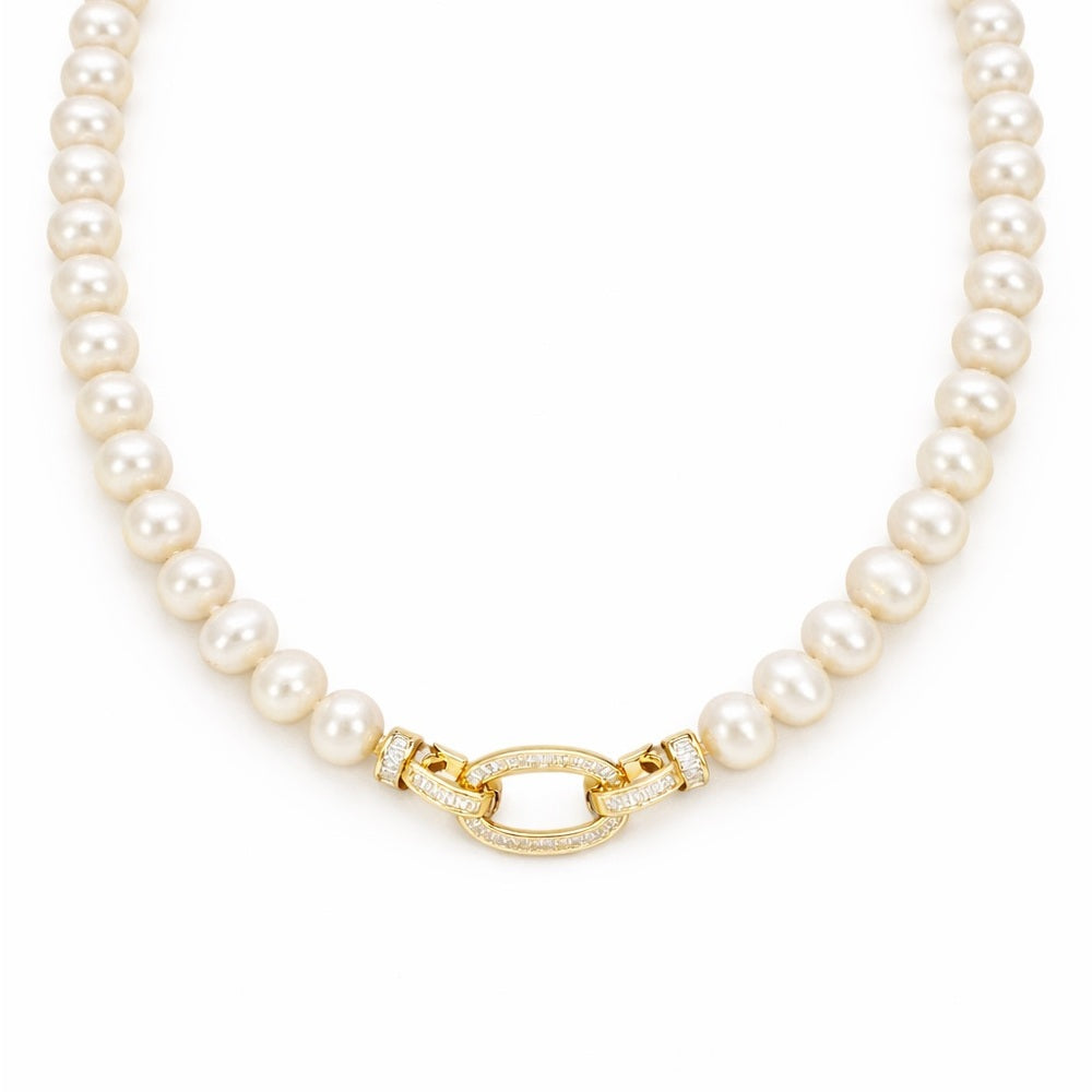 Del Mar Freshwater Pearl Gold Necklace