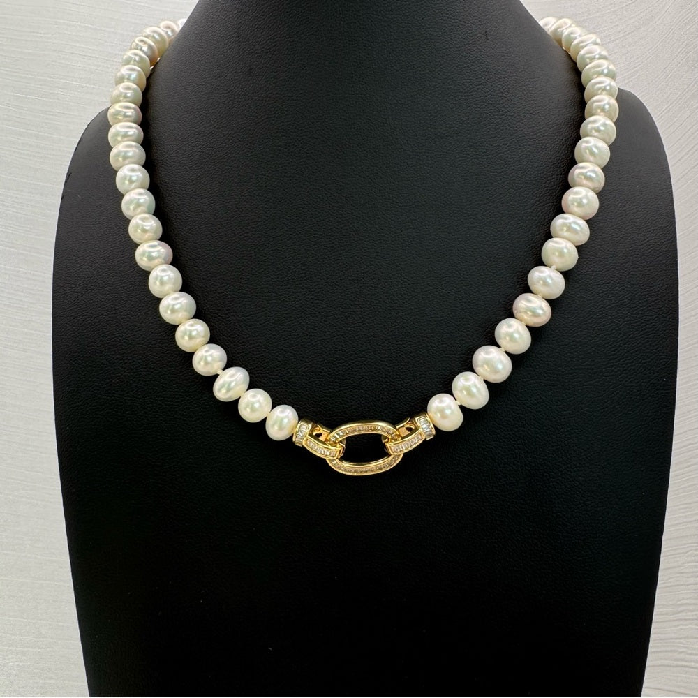 Del Mar Freshwater Pearl Gold Necklace