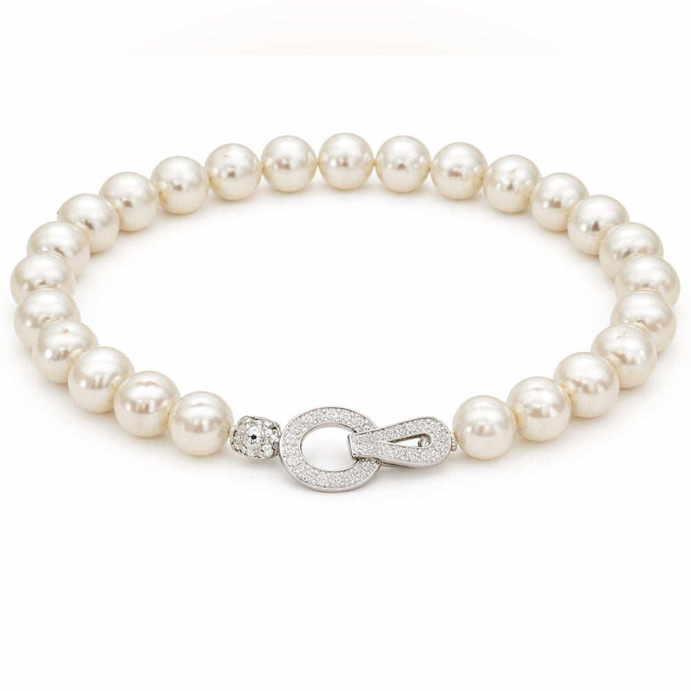 Del Mar Freshwater Pearl Clasp Silver Bracelet