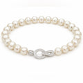 Del Mar Freshwater Pearl Clasp Silver Bracelet