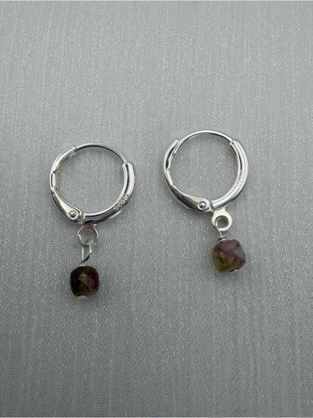 HG200 Watermelon Tourmaline Huggie Earrings