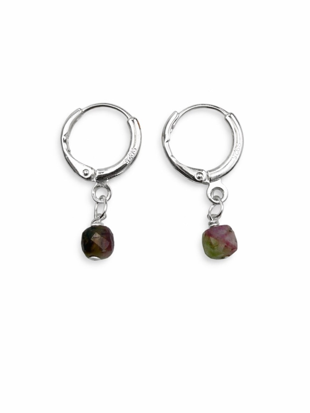 HG200 Watermelon Tourmaline Huggie Earrings