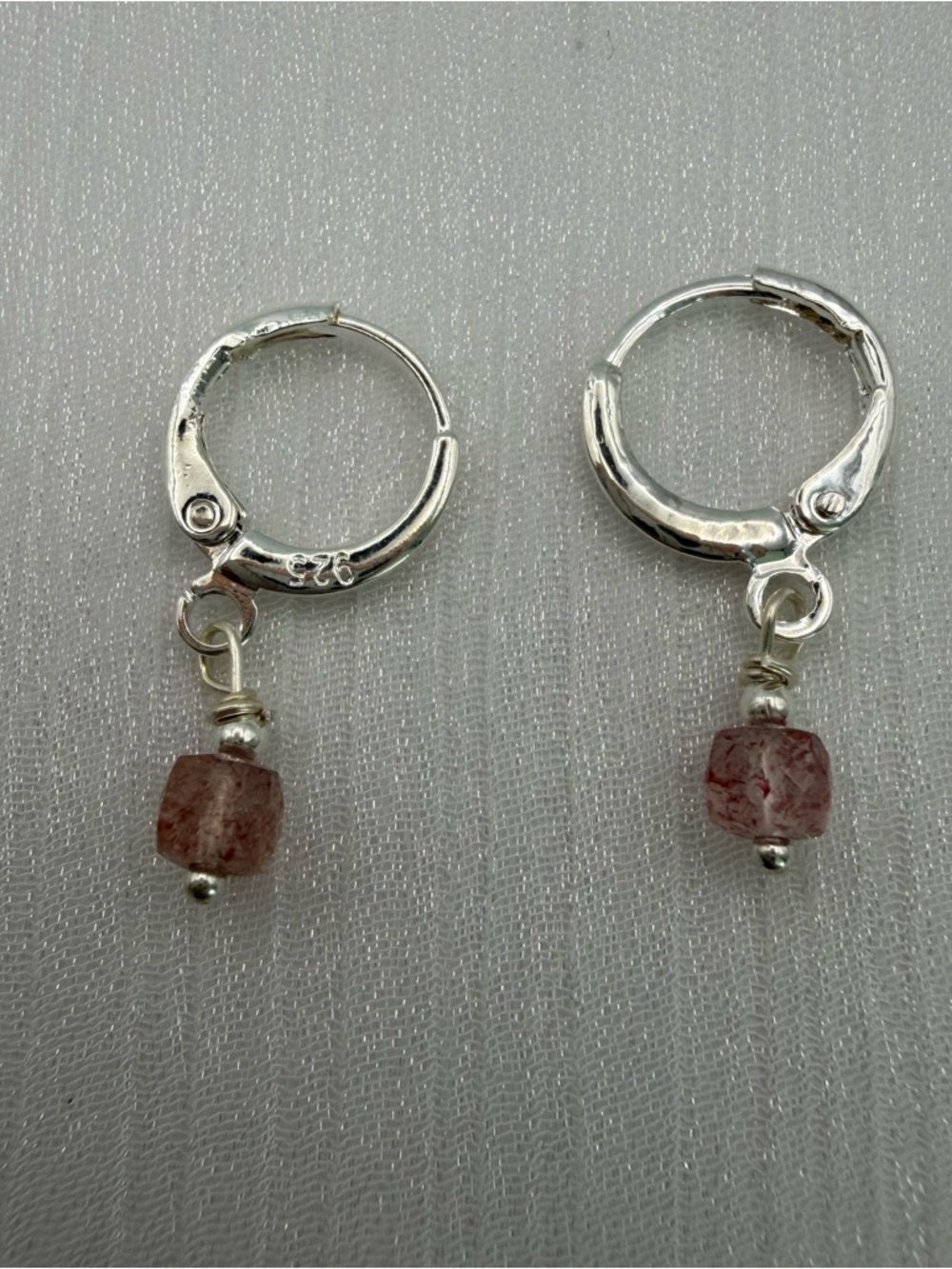 HG1000 Strawberry Quartz Huggie Earrings