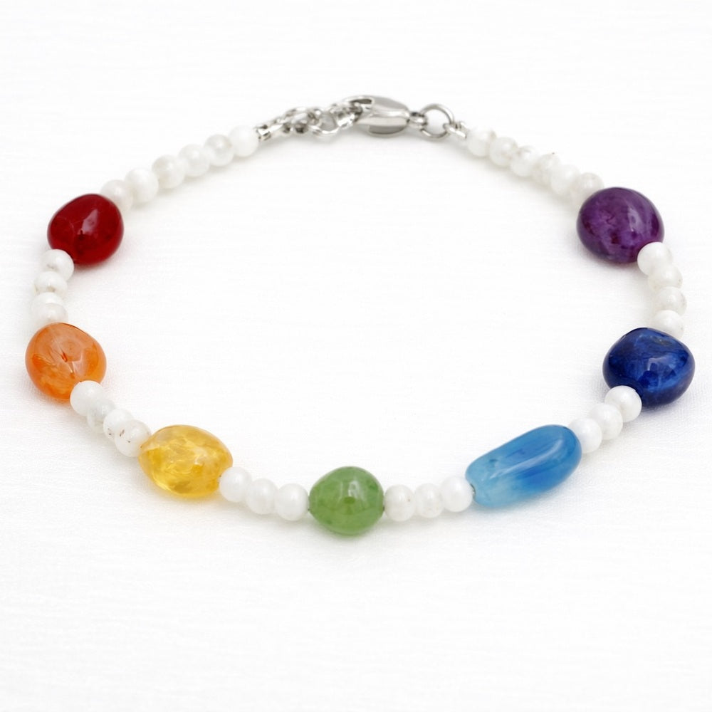 Mixed Gemstone & Mother of Pearl Chakra Bracelet