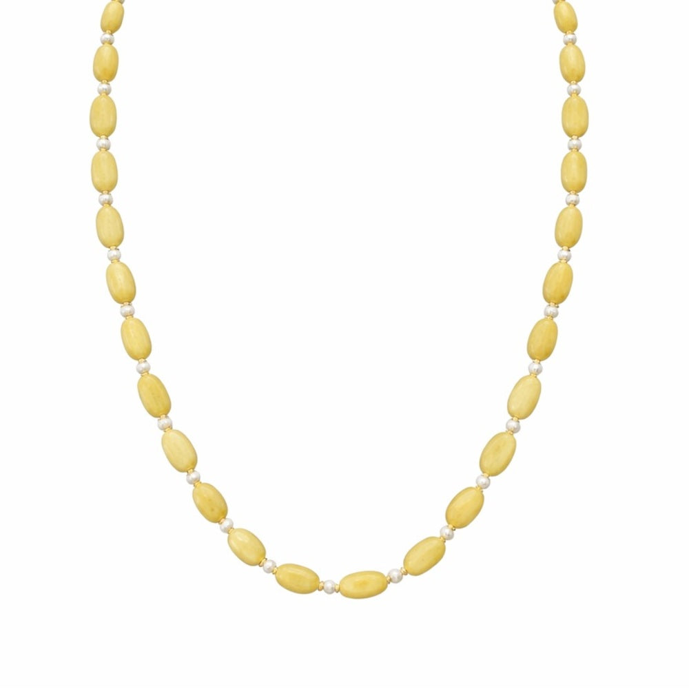 Yellow Jade and Freshwater Pearl Necklace