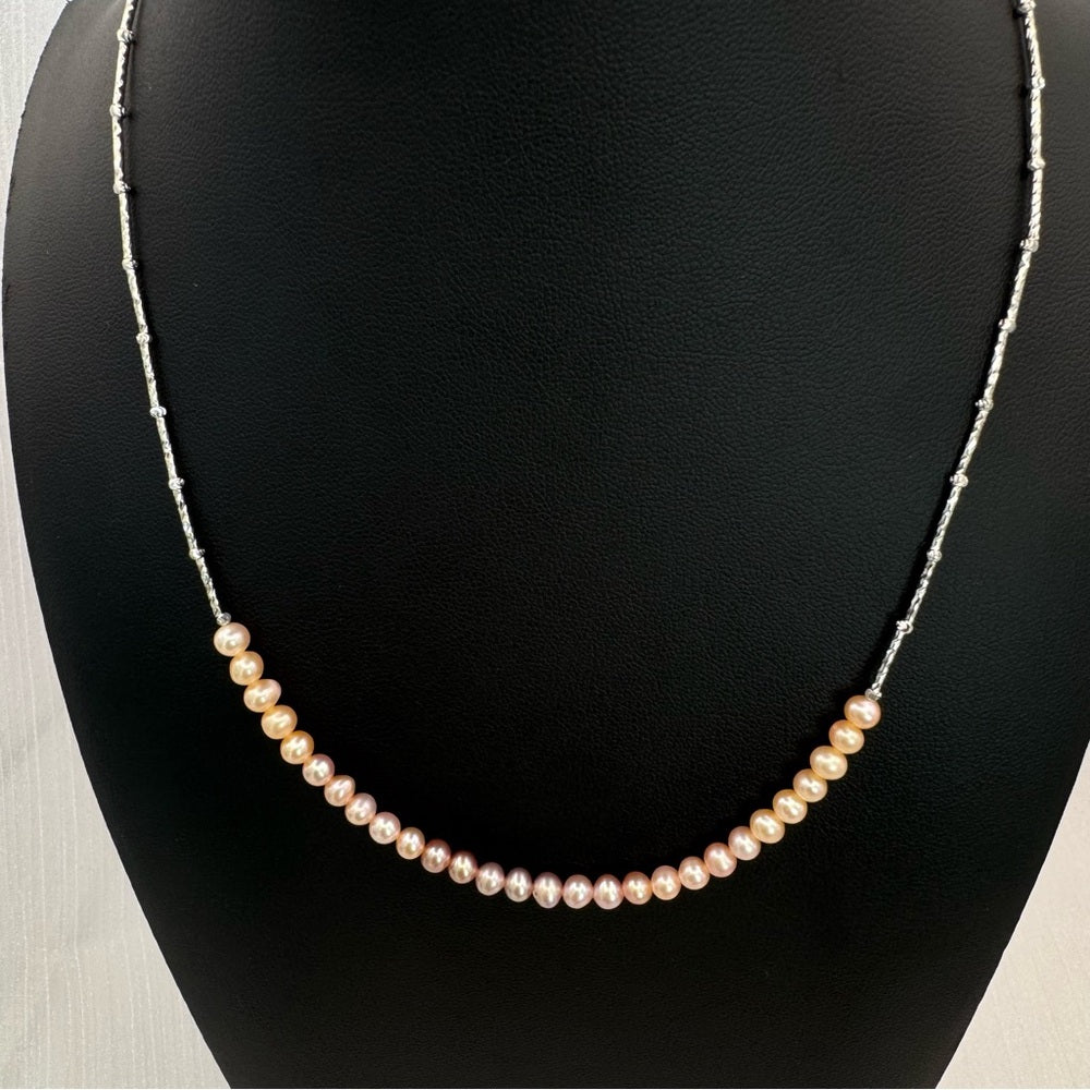 Blush Ombre Freshwater Pearl Silver Necklace