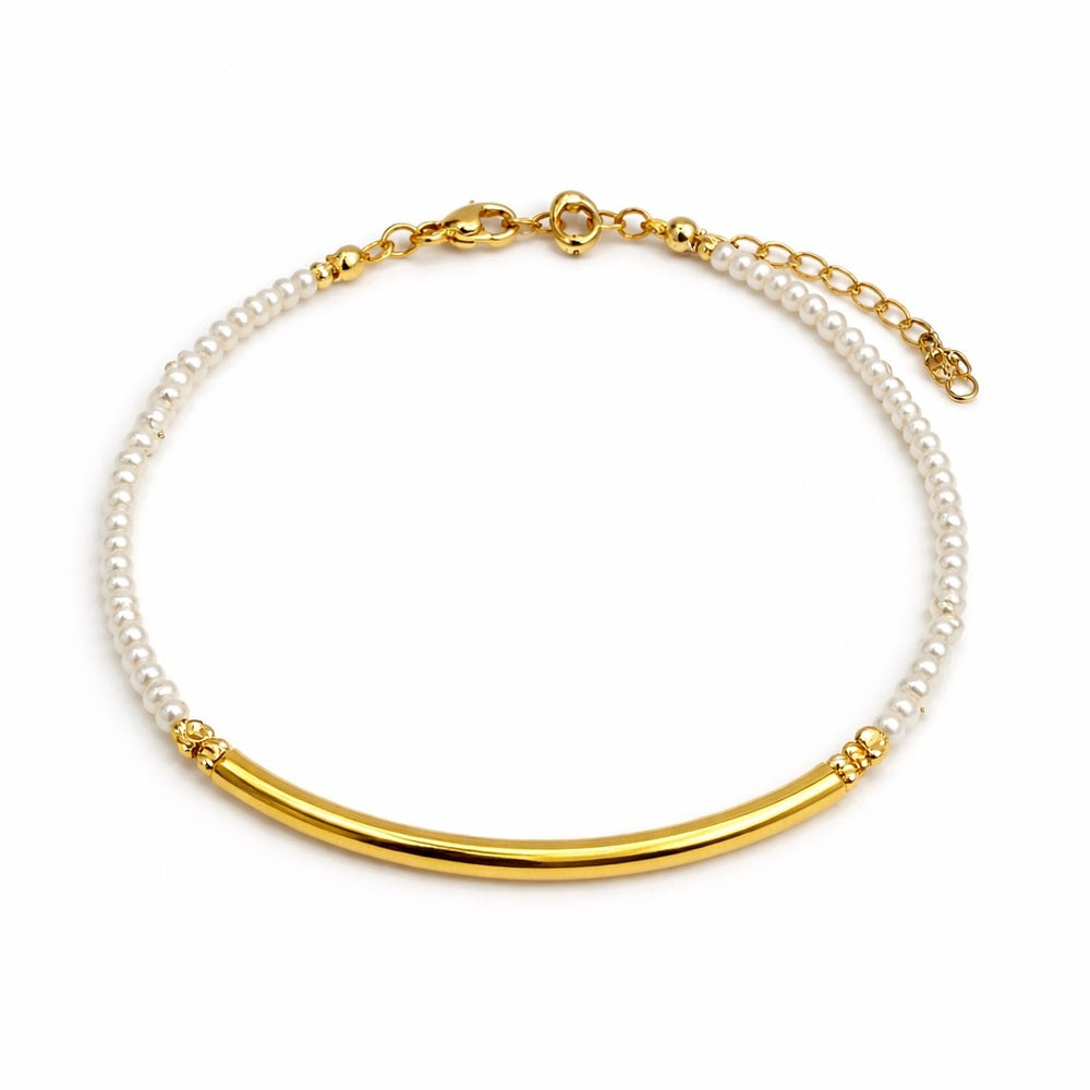 Gold Arc Freshwater Pearl Bracelet