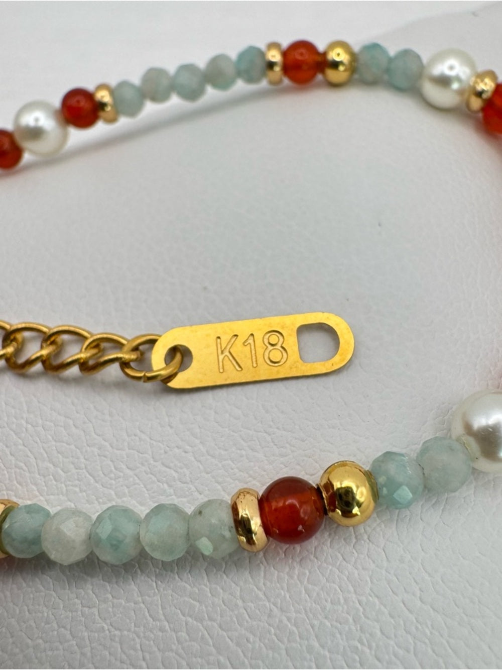 Freshwater Pearl, Carnelian, & Amazonite Charm Bracelet