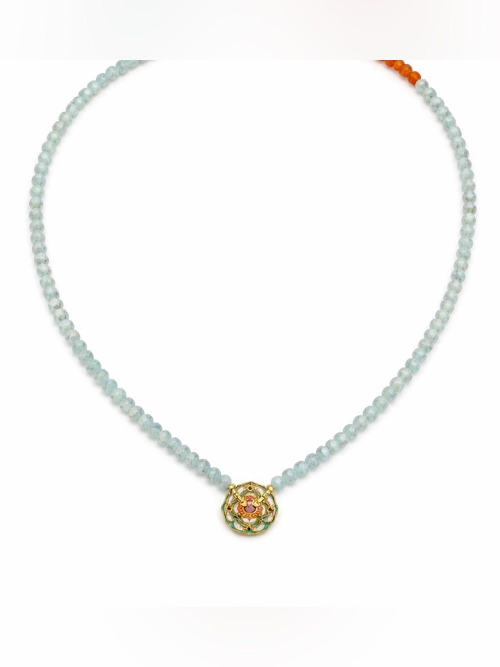 Amazonite & Carnelian Beaded Rose Toggle Necklace