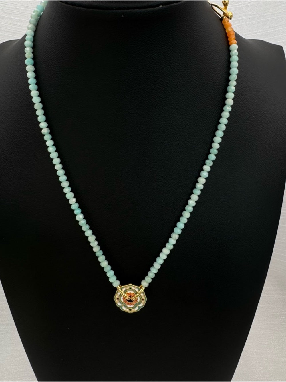 Amazonite & Carnelian Beaded Rose Toggle Necklace