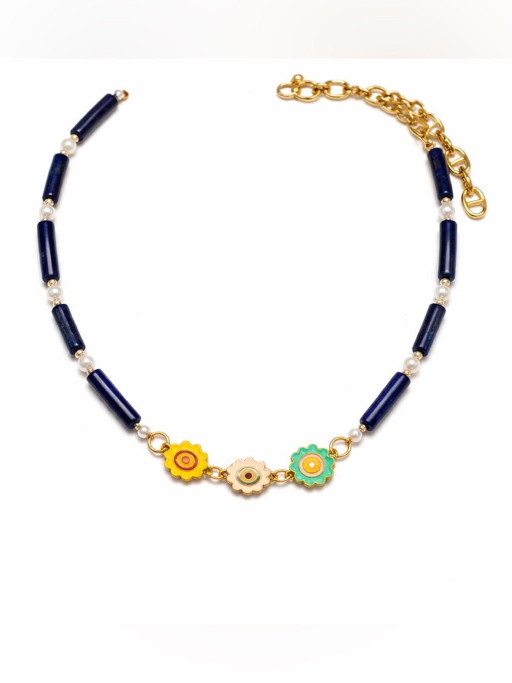 Freshwater Pearl & Lapis Beaded Necklace (#70)