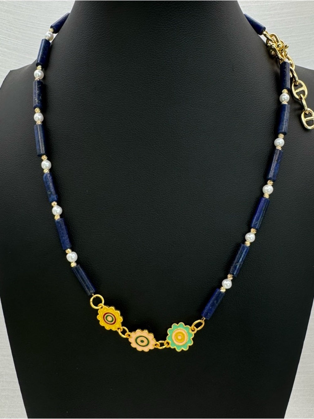 Freshwater Pearl & Lapis Beaded Necklace (#70)