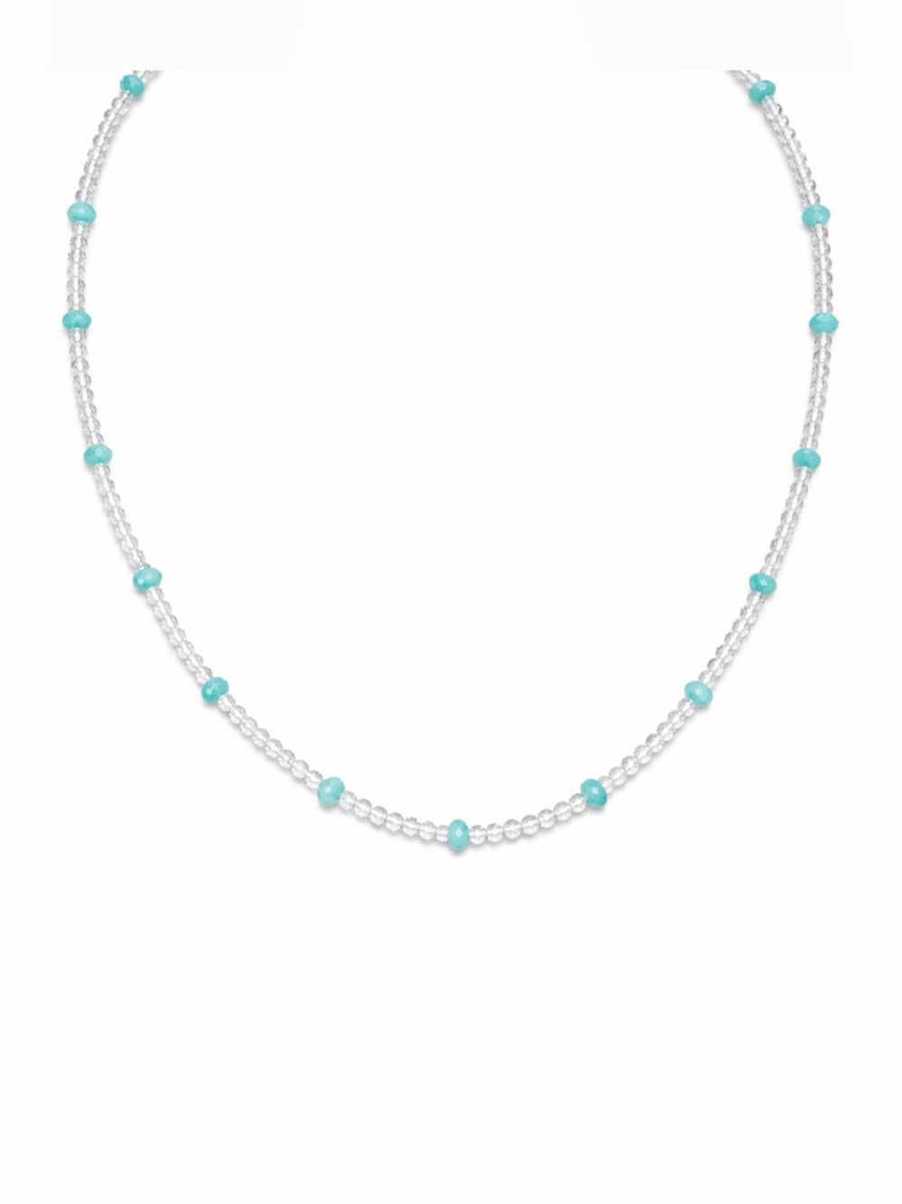 Amazonite & Clear Quartz Beaded Necklace (#75)