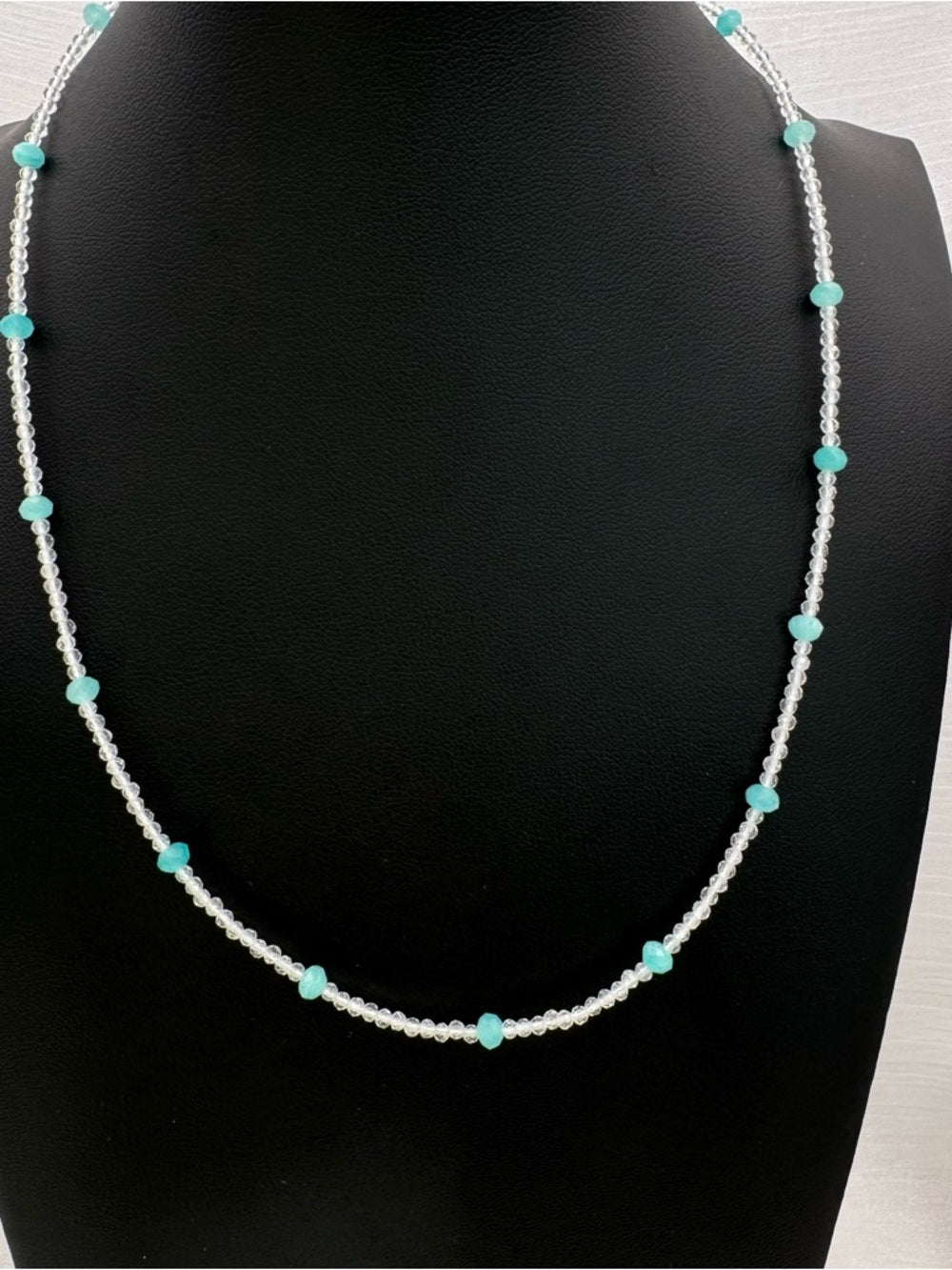 Amazonite & Clear Quartz Beaded Necklace (#75)