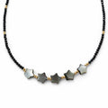 5 Black Mother of Pearl Star and Black Spinel Necklace