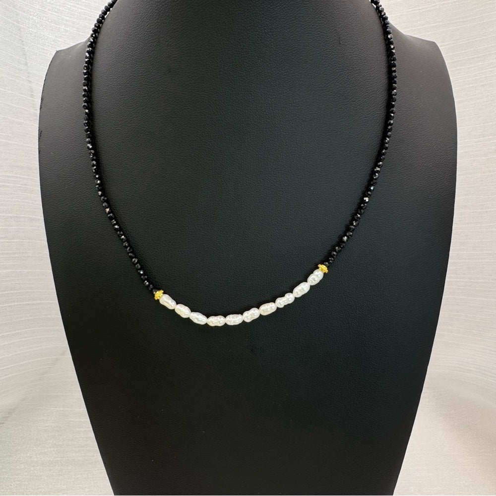 Black Spinel and Freshwater Pearl Necklace (#78)