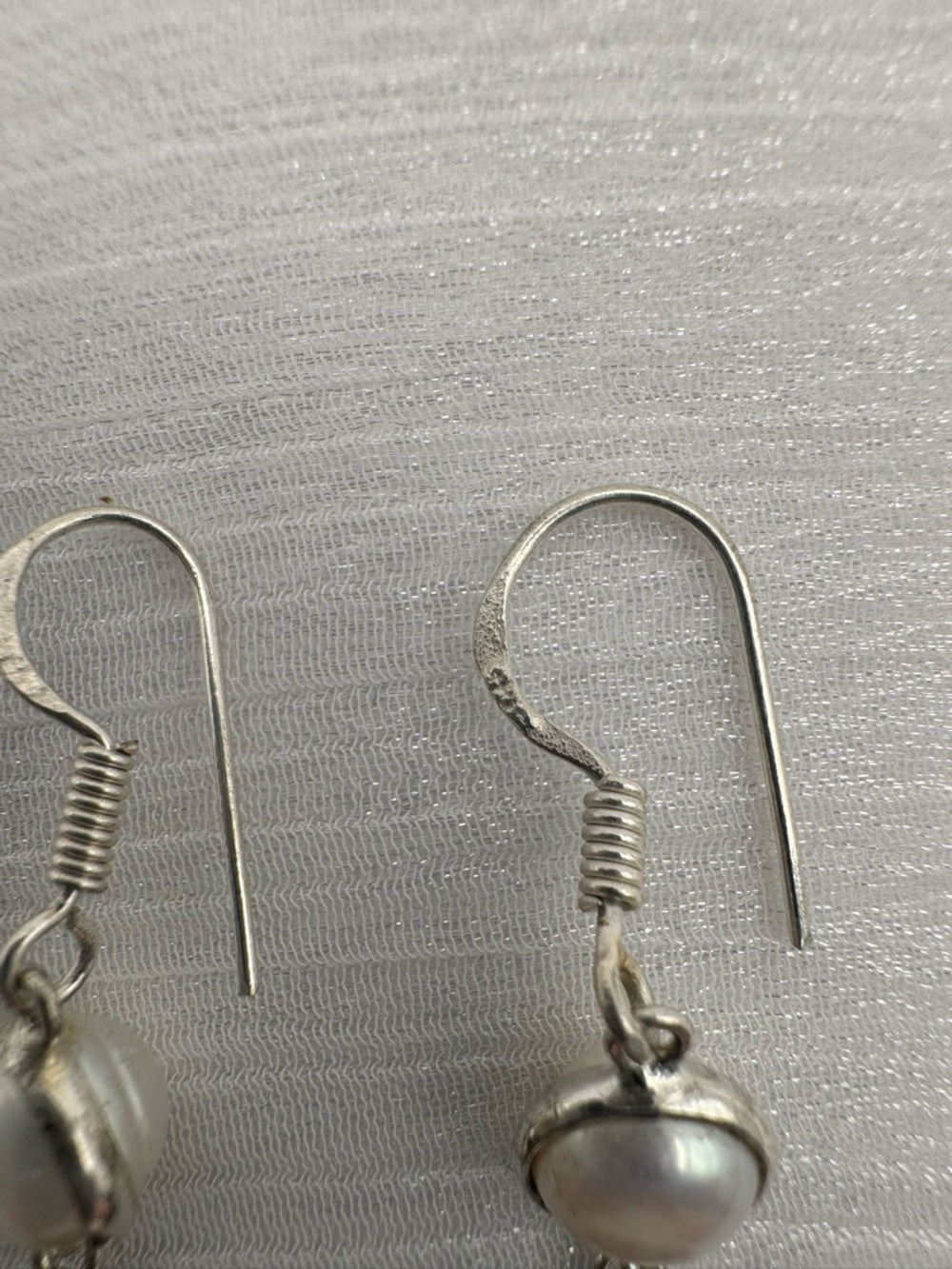 Blue Sandstone & Freshwater Pearl 925 Dangle Earrings