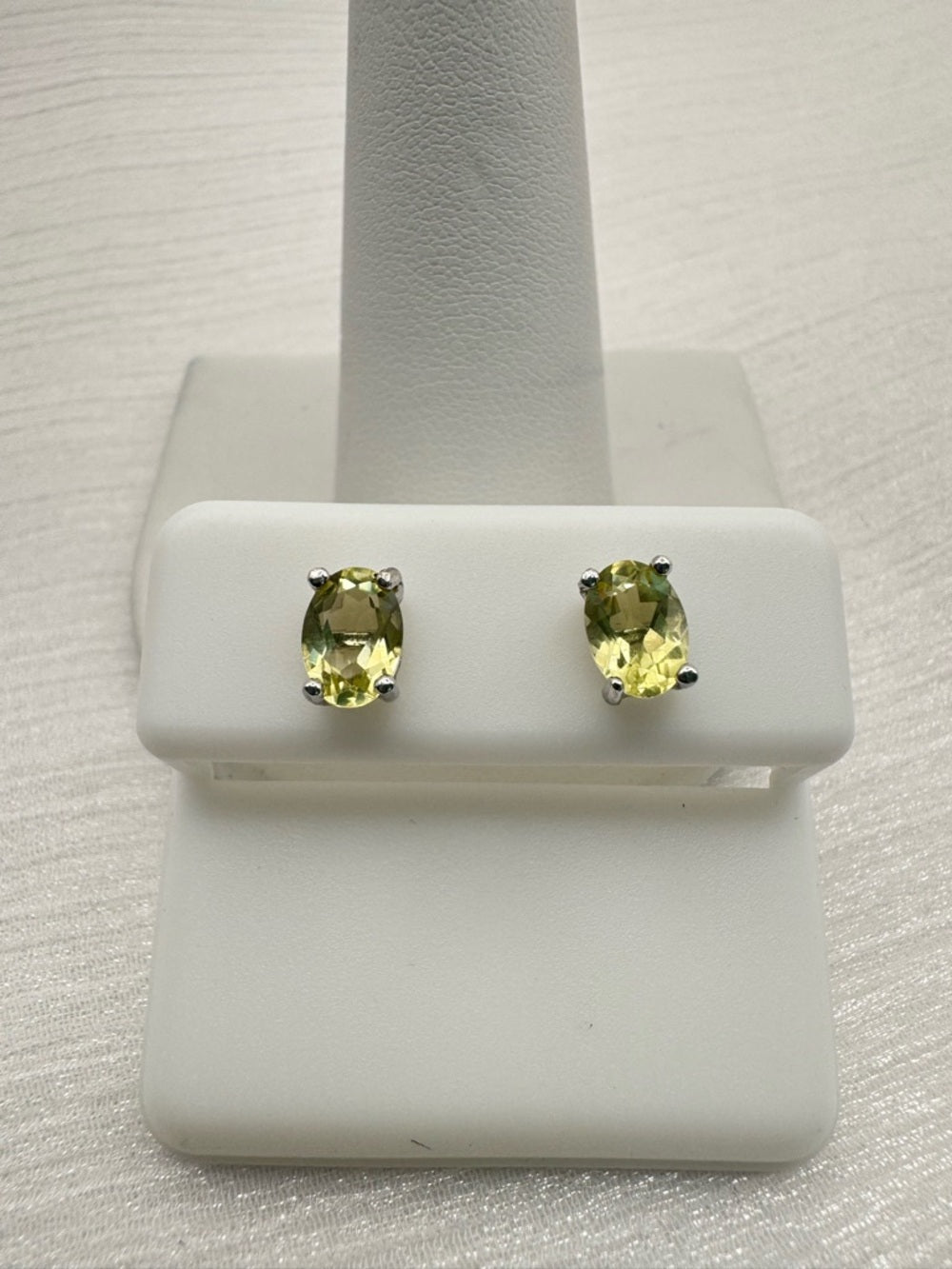 Oval Lemon Quartz Stud Earrings