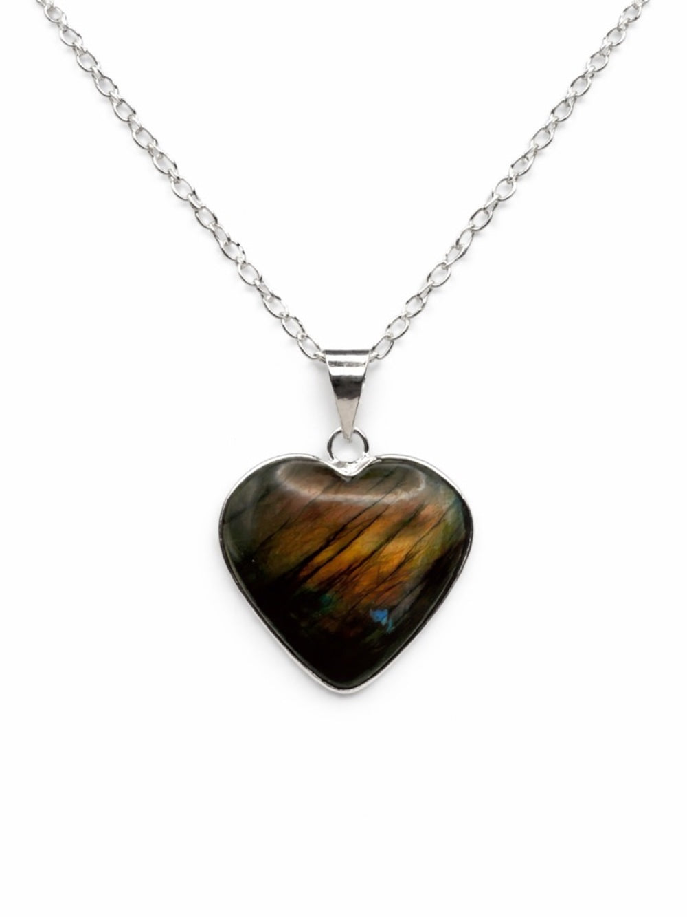 Labradorite Heart 925 Chain Necklace