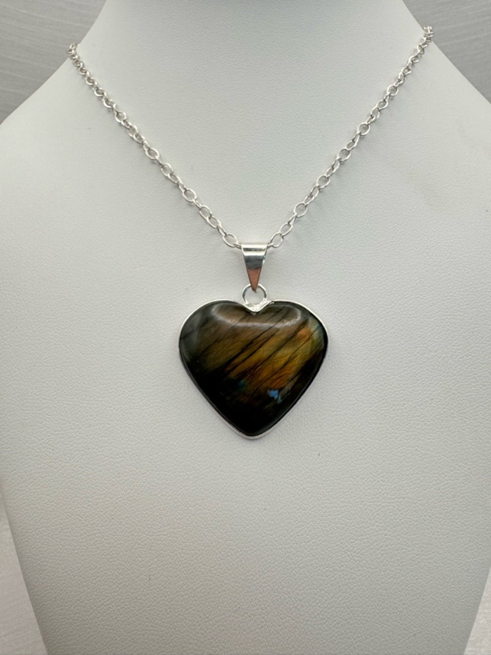 Labradorite Heart 925 Chain Necklace