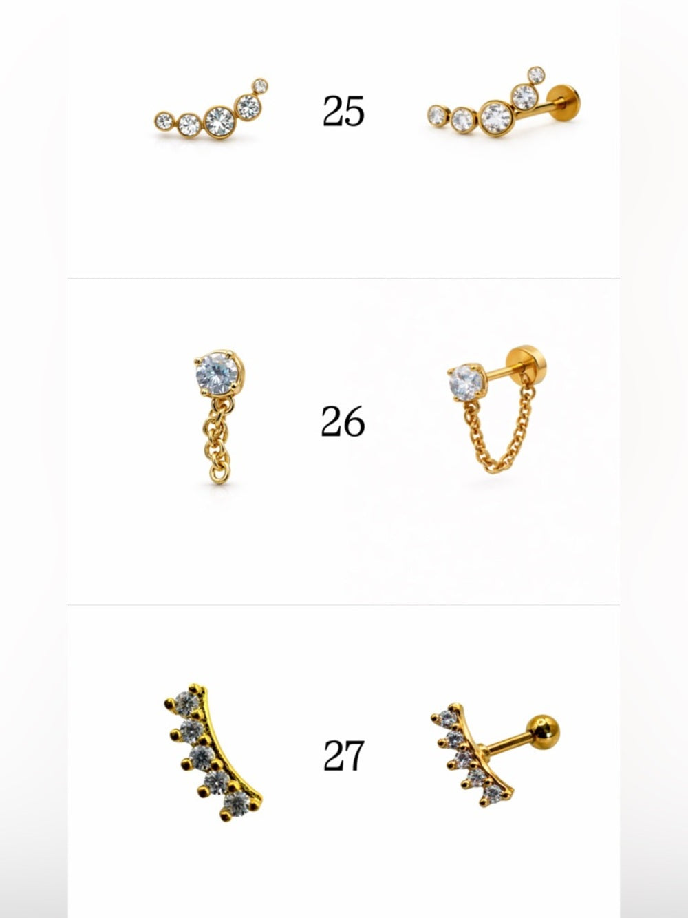 Gold Screwbacks 25-48