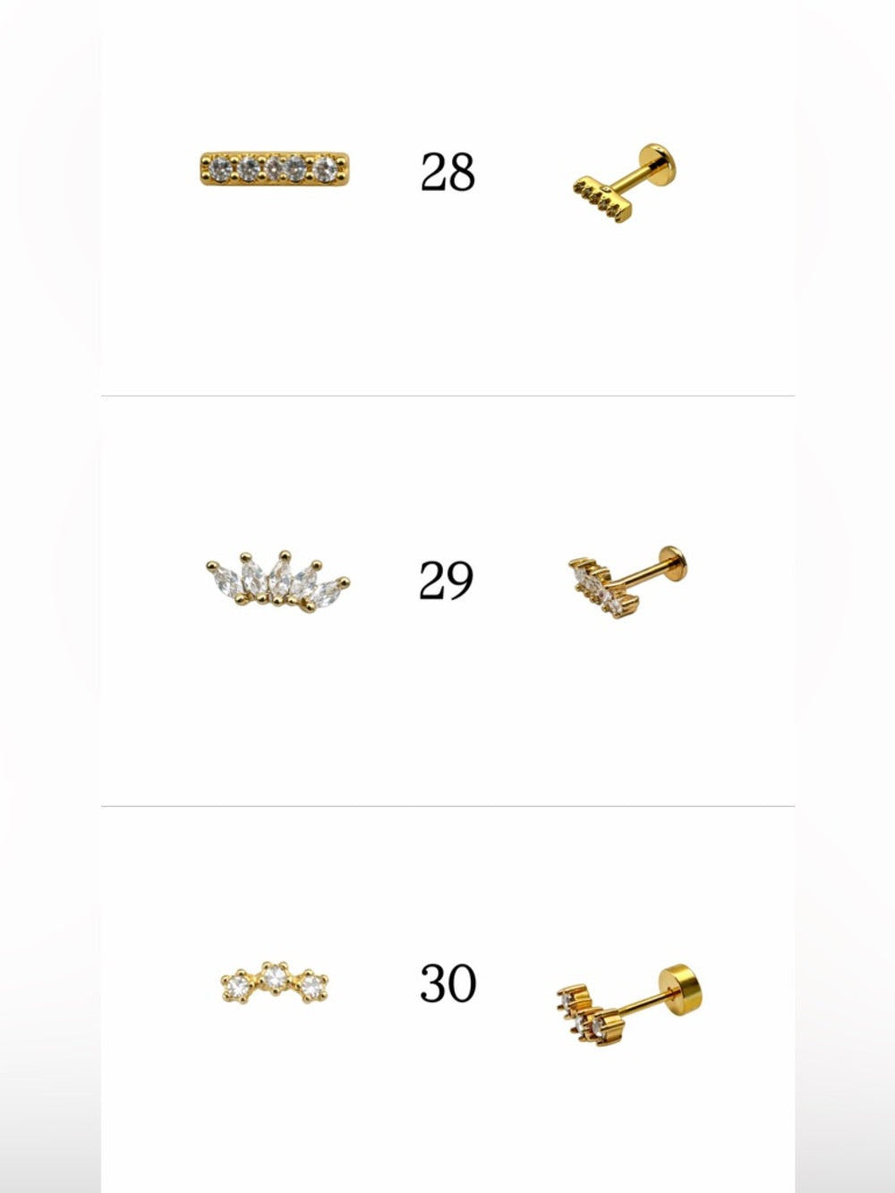Gold Screwbacks 25-48