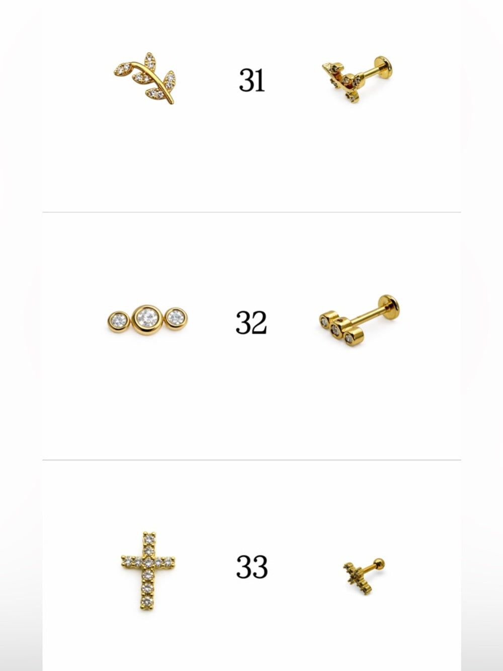 Gold Screwbacks 25-48