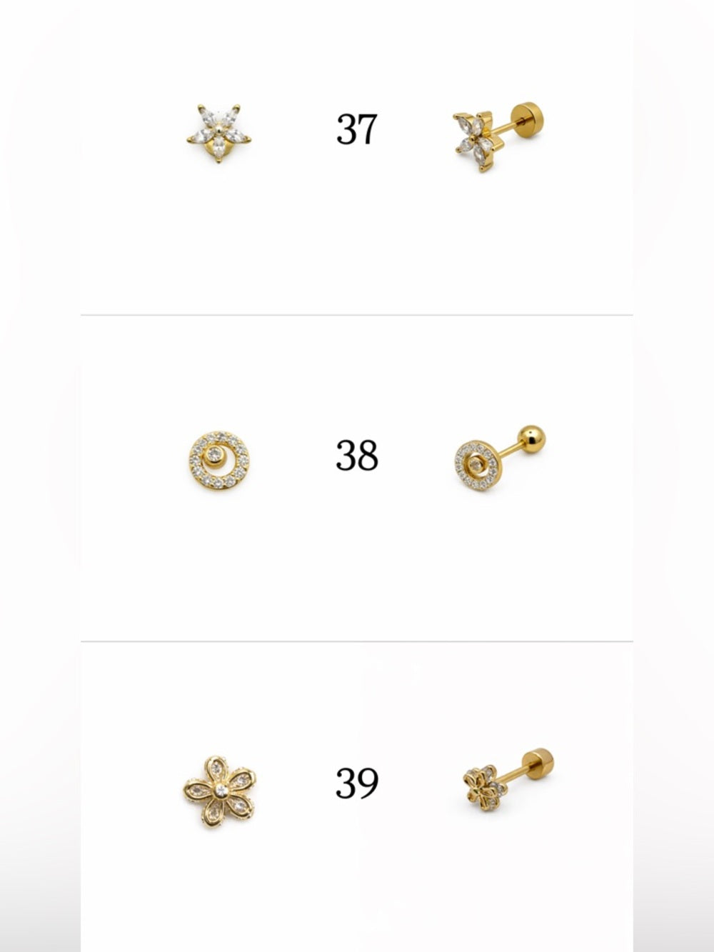 Gold Screwbacks 25-48